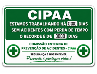 PLACA CONTROLE ESTATÍSTICO DE ACIDENTES- PLACA CIPAA 